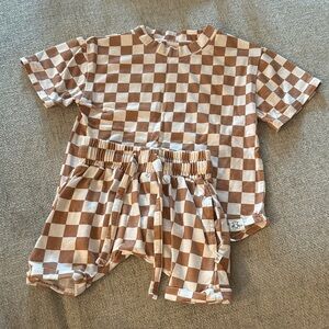 Monkeeroos Checkered Matching Set Bamboo